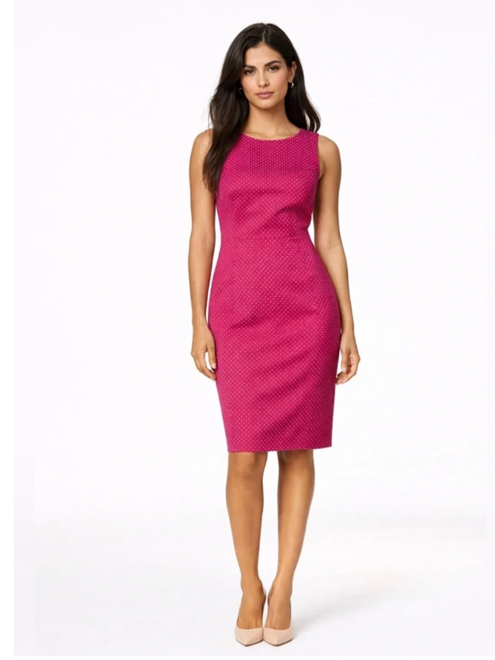 Calvin Klein Coquette Pink Polka Dot Sheath Dress